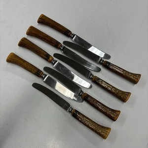 Westall Richardson Sheffield England 8 Steakmesser Bakelitgriffe Hirschgeweih - Bild 1 von 13