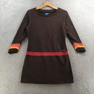 Adidas A-Line Dress Womens XL Brown Cotton Blend Long Sleeve Crew Neck Casual - Picture 1 of 18