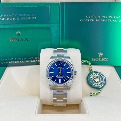 2025 Rolex Oyster Perpetual 34mm, Blue Dial, Unworn Full Set, 124200-0003 - Image 1 of 4