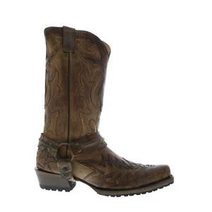Stetson Outlaw Lug Bad Guy Biker Tru X Mens Brown Wide Cowboy Western Boots - Picture 1 of 8