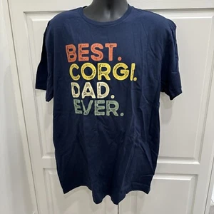 Gildan Soft Style mens XL blue t shirt w “Best Corgi Dad ever!” Cotton - Picture 1 of 8