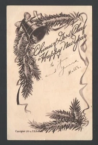 Vintage 1909 F.B. Scofield Postcard Chimes of Good Cheer a HAPPY NEW YEAR - Picture 1 of 5