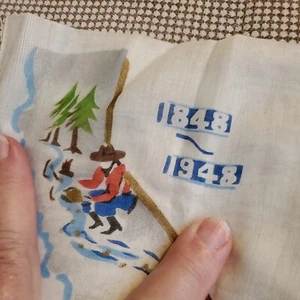 Vintage Hanky Souvenir California Gold Rush Cenntenial Panning Miner 1848-1948 - Picture 1 of 5