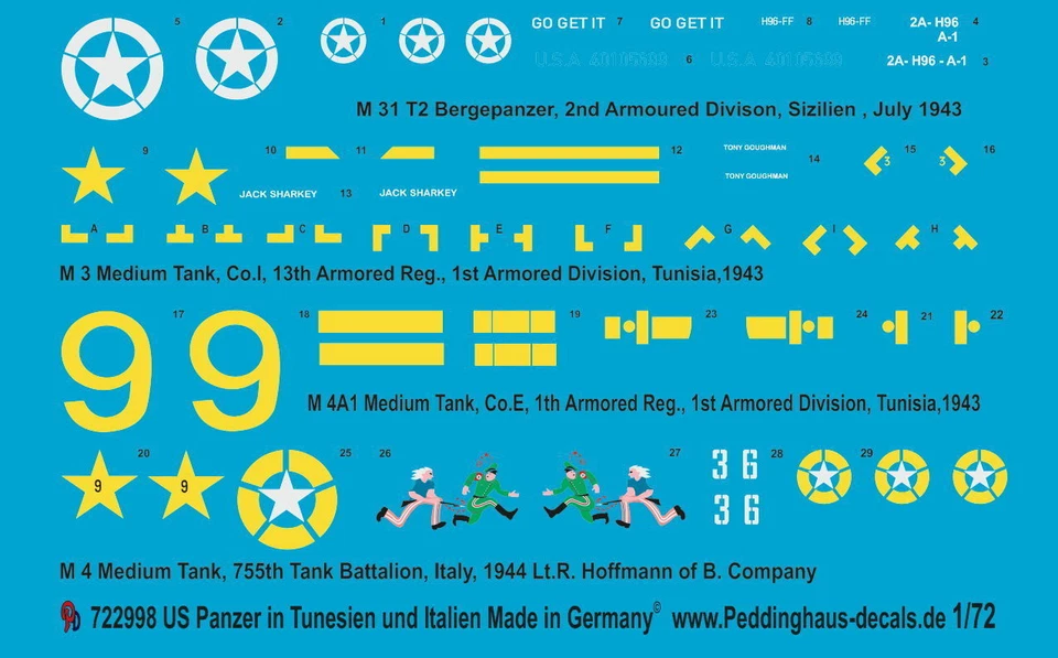 Peddinghaus 2998 1/72 US Carro Armato IN Tunisia E Italia - Immagine 1 di 1