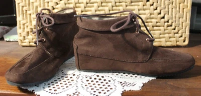 American Eagle Mujer Marrón Cuero Gamuza Botines Talla 7.5 M Cordones Informales Foto 1 de 4