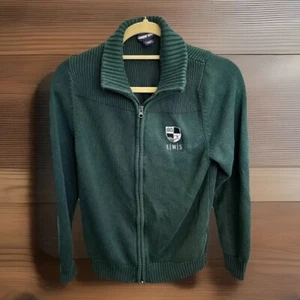 Suéter Lands End Adulto Pequeño Cárdigan Bordado Prep School Abuelo Cremallera - Imagen 1 de 3