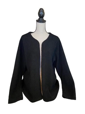 Suéter cárdigan vintage Citiknits para mujer XL negro texturizado frente abierto Foto 1 de 4