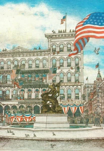 130 BUSH STREET Illustrated Story 4 Buildings & Monument San Francisco Segedin - Picture 1 of 11
