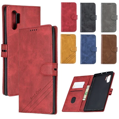 豪华皮革卡片钱包式可支撑外壳 保护套 适合三星 Galaxy Note10+/S9/S8+/S7 — 第 1/4 张图片