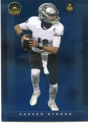 2021 Super Glow Sports Inaugural CARSON STRONG #18 1st Ever BLUE FOIL PARALLEL - Image 1 of 2