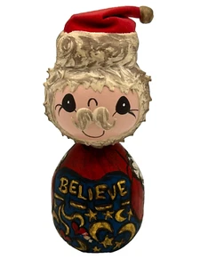 Figura de Papá Noel firmada por Navidad BELIEVE vintage años 90 Micki Shipe pintada a mano - Imagen 1 de 8