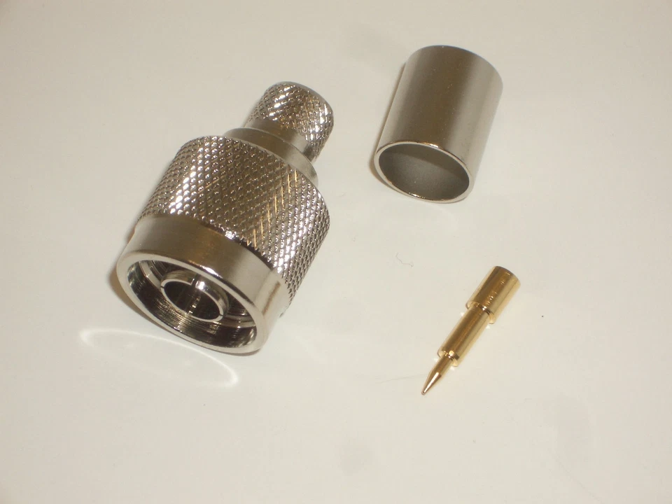 AIM N MALE CRIMP-ON ANTENNA RF CONNECTOR FOR RG-8 RG-213 COAX CABLE - Image 1 of 2