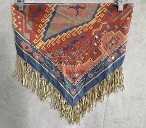 BANDANA Women Southwestern Leather Fringe Rhinestones One Size Multicolor 94-15 - Picture 1 of 8