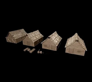 28mm Medieval houses x4 SAGA Lion Rampant Hail Caesar - Picture 1 of 1