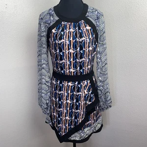 BCBG Maxaria Kleid Damen 04 Mehrfarbig Pasiley Langarm Knielang Elegant - Bild 1 von 11