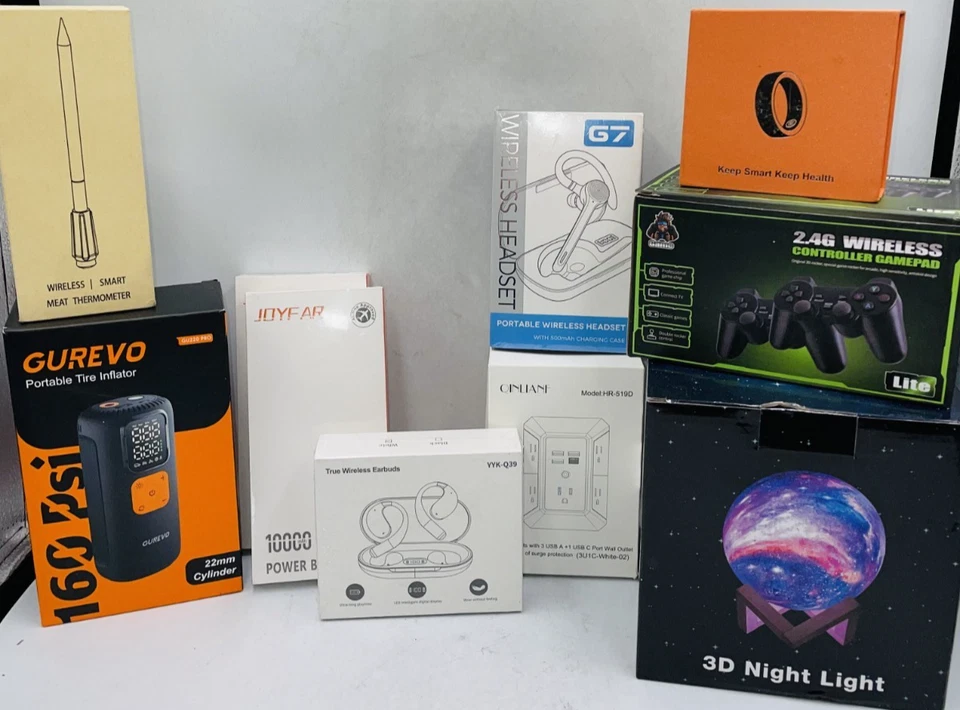 10-Piece GUREVO JOYFAR Smart Tech Lot: 160 PSI Inflator, Smart Ring, 3D Light, G - Image 1 of 1