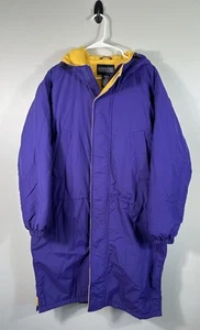 Vtg Lands End Parka Mens Medium 38-40 Purple Yellow Polartec Fleece Lined Hooded - Picture 1 of 11