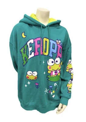 Sanrio Keroppi Hoodie XXL 2023 Hybrid Apparel Teal Fleece Cozy Cute Frog - Изображение 1 из 4