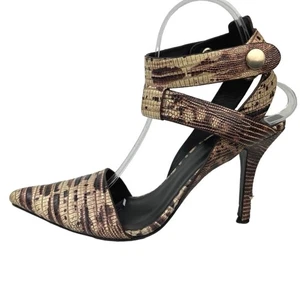 Alexander Wang Sonja Brown Snake Reptile Leather Pointed Toe Heels Pumps Shoes 8 - Picture 1 of 7