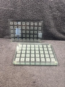 4 Rectangle Glass Place Mat / Dining / Dinner / Table with Square Pattern - Picture 1 of 12