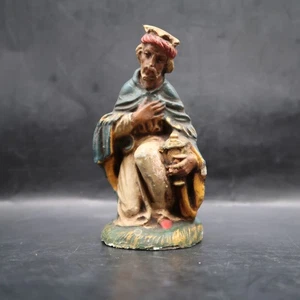 Nativity Figure King Wisemen Manger Paper Mache Composite 4.5 inch Vintage - Picture 1 of 7