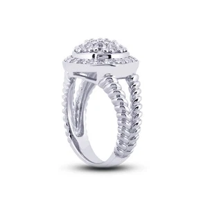 1 CT E VS1 Round Cut Earth Mined Certified Diamonds 14k Gold Halo Cocktail Ring - Picture 1 of 3