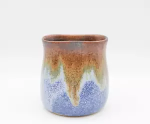 Vintage Pigeon Forge Pottery Tennessee 3.5" Blue & Brown Pinch Vase - Picture 1 of 7