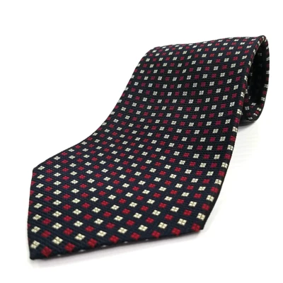 Corbata de lujo J Crew azul rojo blanco patrón geométrico tejido seda 59" x 4" Foto 1 de 4