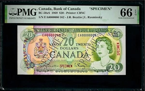 $20 Canada, Bank of Canada 1969 " SPECIMEN" PMG 66 EPQ - Picture 1 of 3