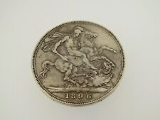 AN 1896 VICTORIAN LX SILVER 925 CROWN COIN.