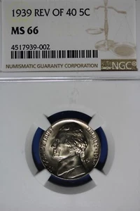 1939 REV OF 40 NGC 5C MS66 JEFFERSON NICKEL #B50221 - Picture 1 of 2