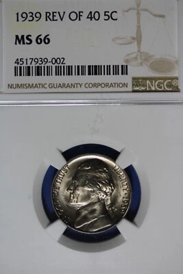 1939 REV OF 40 NGC 5C MS66 JEFFERSON NICKEL #B50221 - Image 1 of 2