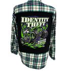 Upcycled Flannel Shirt Womens 1X Monster Truck Plaid Boho Country Grunge Camp