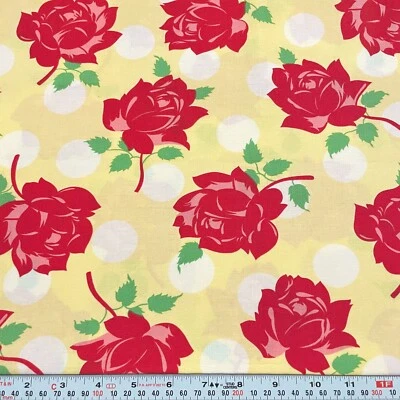 Swell by Urban Chiks for Moda Florals Polka Dots Yellow Cotton by the HALF YARD - Image 1 of 2