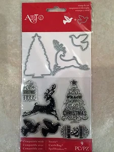 Momenta Art-C Clear Stamp & Cut Set Christmas Deer Tree & Dove 25270 NEW - Picture 1 of 2