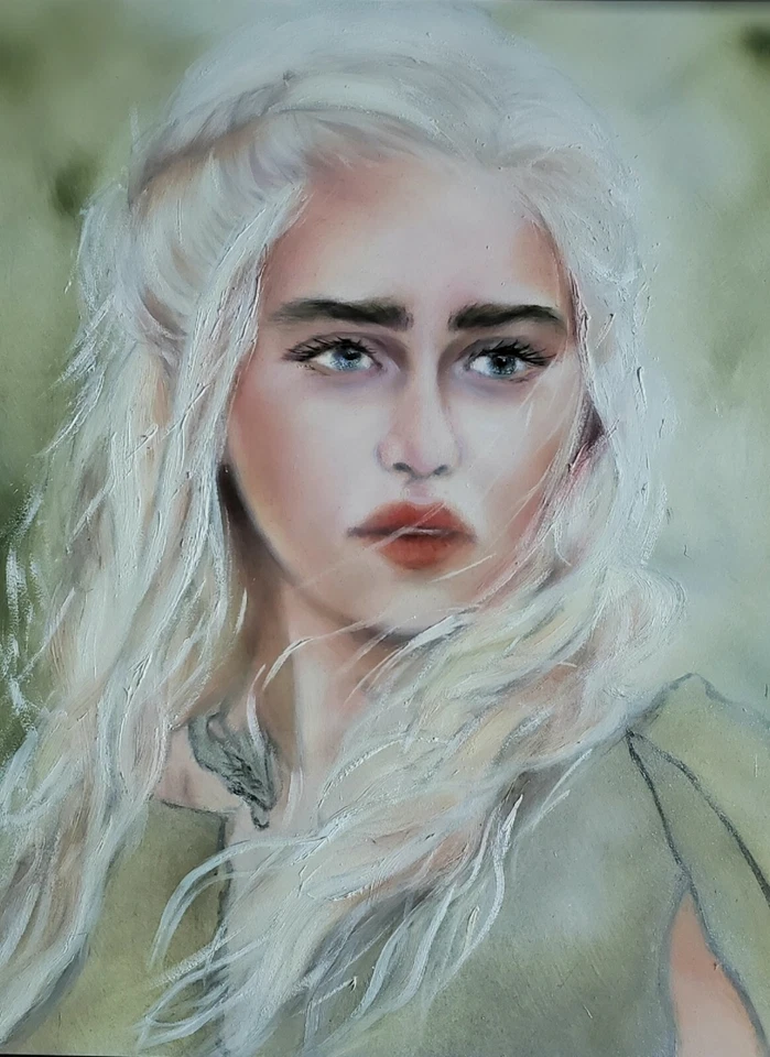 Pintura al óleo original de Daenerys Targaryen Juego de Tronos GOT arte pequeño Foto 1 de 1
