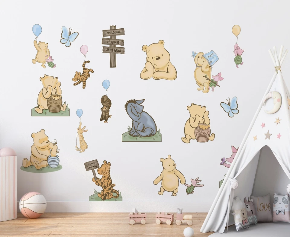 Classic Winnie The Pooh Set Wall Sticker Decal Kids Decor Art Kids Girls WTP22 - Image 1 of 3
