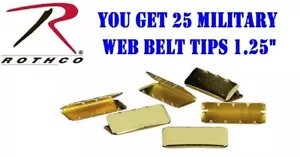 Rothco Brass Military Web Belt Buckle Tips For 1.25" Wide Strap #4071 Gold - Picture 1 of 1