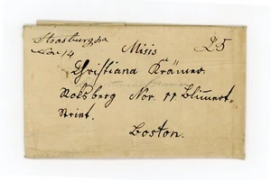Fraktur PA German Cover Letter 1844 Strasburg Lancaster County to Boston Kramer - Picture 1 of 2