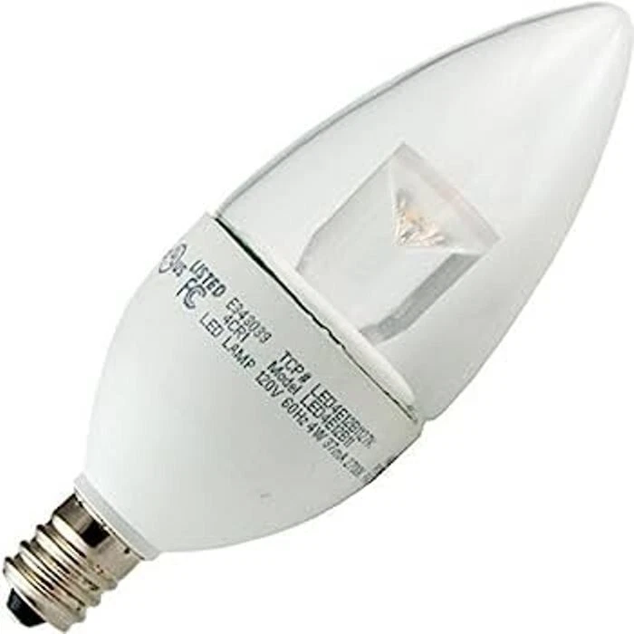 TCP  #LED4E12B1127K E12 Chandelier Base Clear Dimmable 4W Lamp (NEW) Case of 6 - Image 1 of 1