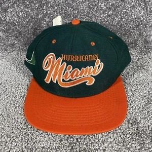 Vintage 90s University of Miami Hurricanes Script Hat SnapBack Cap Green NWOT - Picture 1 of 6
