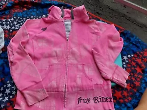 Sudadera con capucha vintage Y2K rosa zorro niñas jinetes grande con cremallera bordada juvenil - Imagen 1 de 7