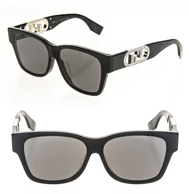 Очки солнцезащитные унисекс FENDI O'LOCK 40081 черные модные с логотипом FF Crystal Lock FE40081F - Изображение 1 из 4