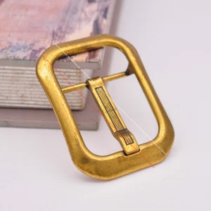Men Old Gold Heavy Leathercraft Center Bar Lock Leather Belt Buckle Inner 40mm - Picture 1 of 9