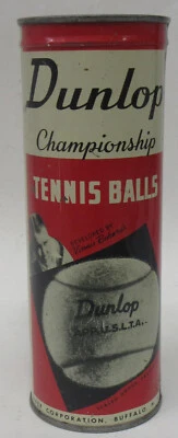 vintage sealed can VINNIE RICHARDS DUNLOP TENNIS BALLS unopened keywind tin - Image 1 of 4