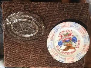 Vintage 1976 Glass Bicentennial Platter & Bicentennial Calendar Plate - Picture 1 of 12