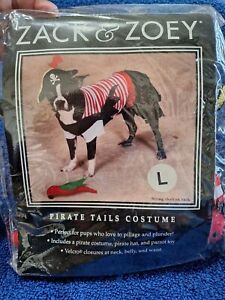 PIRATE TAILS Dog Halloween Costume Zack & Zoey Size LARGE NIB With Parrot Chew 