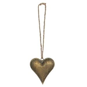 Decorazione ciondolo cuore att oro metallo 12x4x16 casa di campagna shabby - Foto 1 di 4