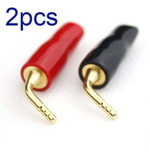 2x 24k Gold Plated Speaker Cable Wire Pin 2mm Banana Plug Screw Lock Connectors - Picture 1 of 5