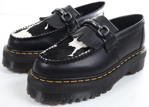 Dr. Martens Adrian Snaffle Loafer Cow Print Black Womens Size 9 - Picture 1 of 6